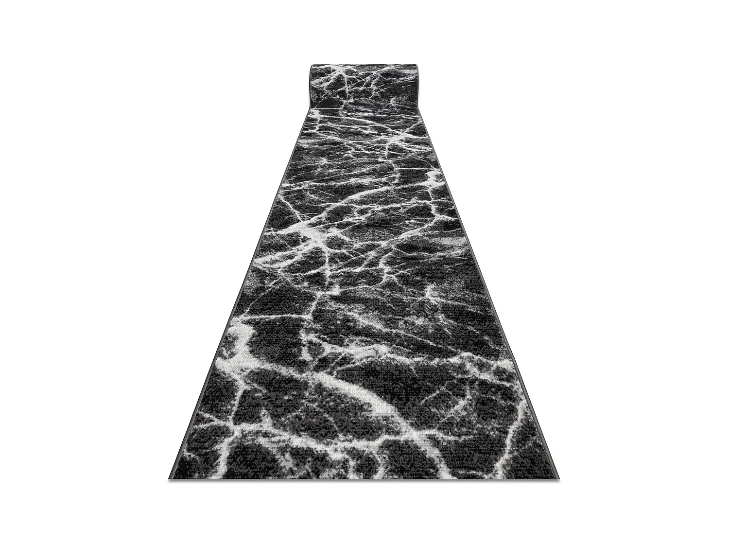 TAPIS DE COULOIR BCF MORAD Marmur Marbre anthracite / noir 100x1350 cm