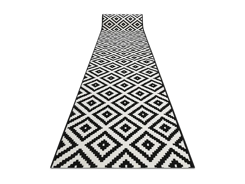 TAPIS DE COULOIR BCF MORAD Ruta diamants noir / crème 80x550 cm