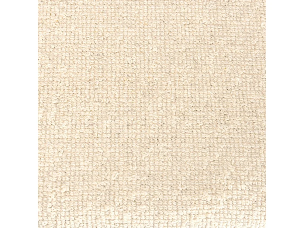 SACHA - Banc 120x40cm en laine texturée blanc pieds en bois naturel