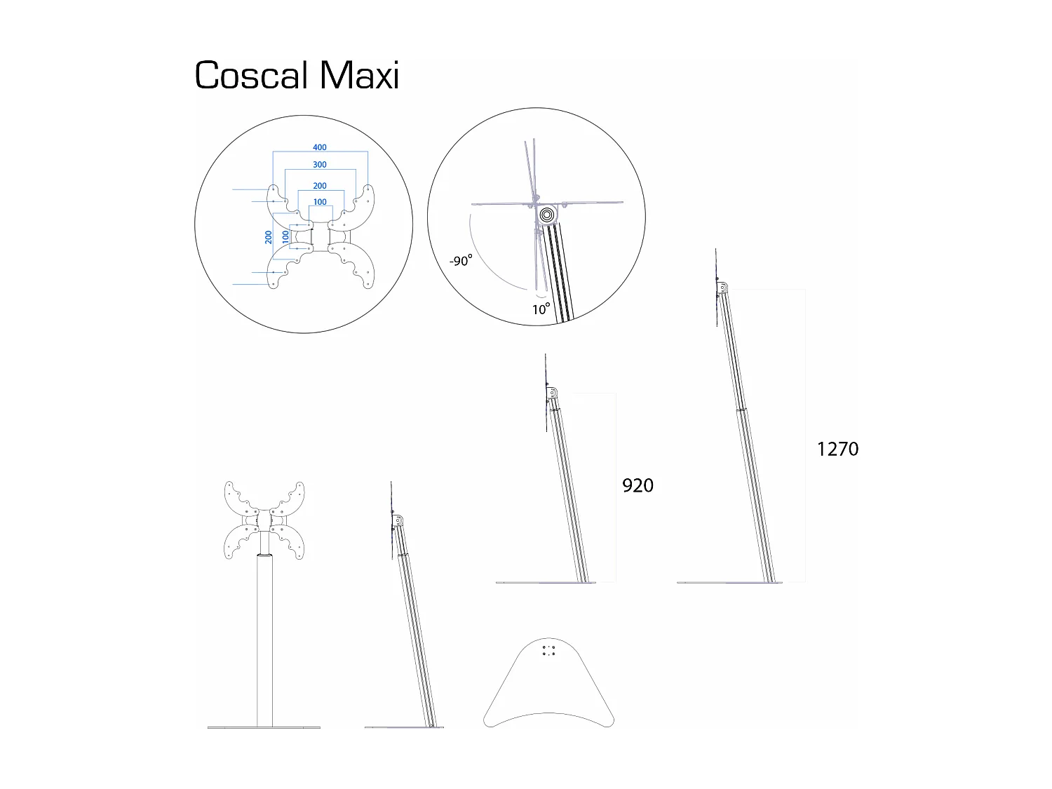 Aluminiowy stojak na telewizor Coscal z regulacją wysokości