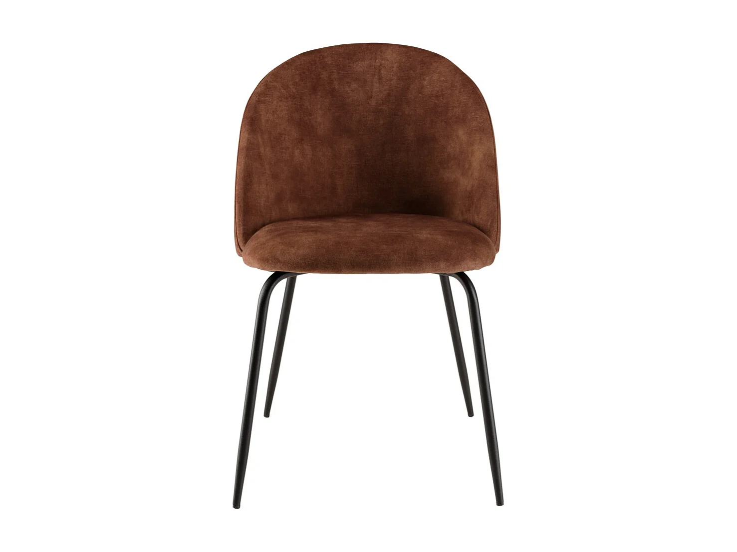 TOM - Lot de 2 chaises tissu velours marron dossier arrondi pieds noir