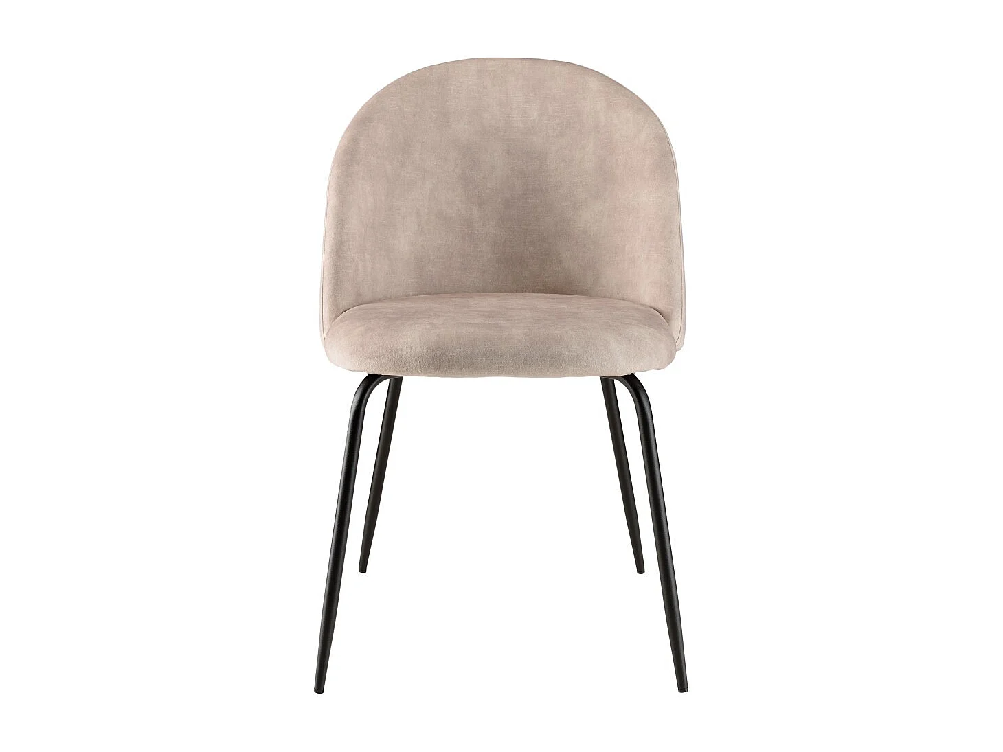 TOM - Lot de 2 chaises dossier arrondi tissu velours beige pied noir