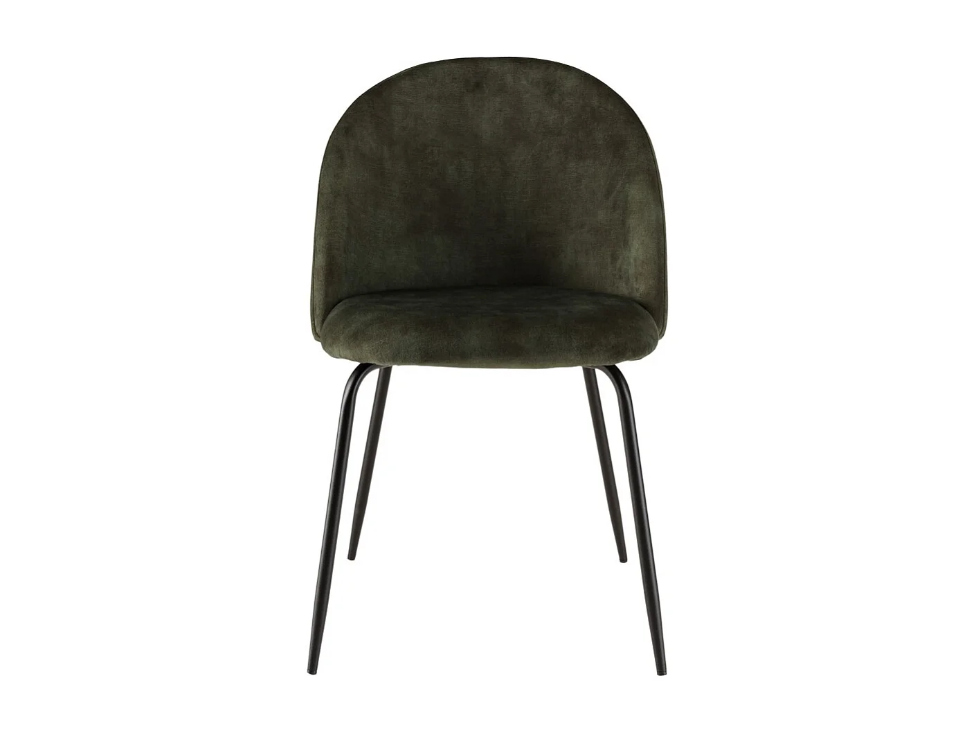 TOM - Lot de 2 chaises dossier arrondi tissu velours vert pieds noir