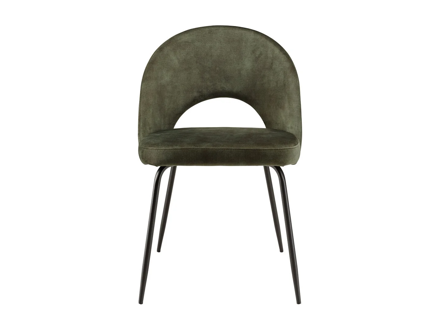 TOM - Lot de 2 chaises dossier ouvert tissu velours vert pieds noir