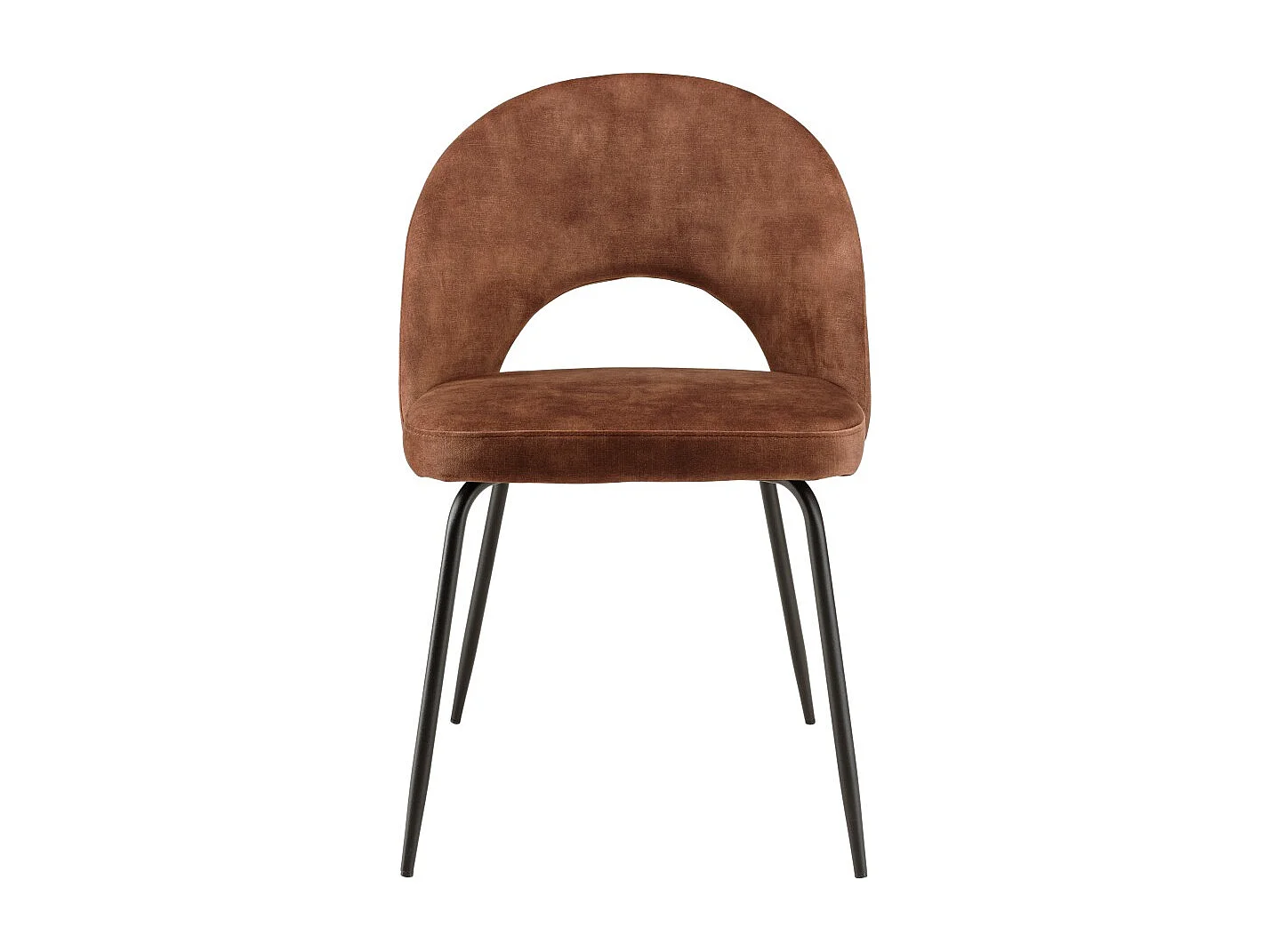 TOM - Lot de 2 chaises dossier ouvert tissu velours marron pieds noir