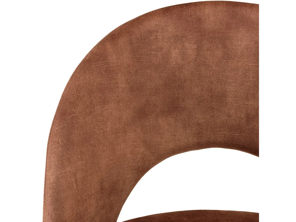 TOM - Lot de 2 chaises dossier ouvert tissu velours marron pieds noir