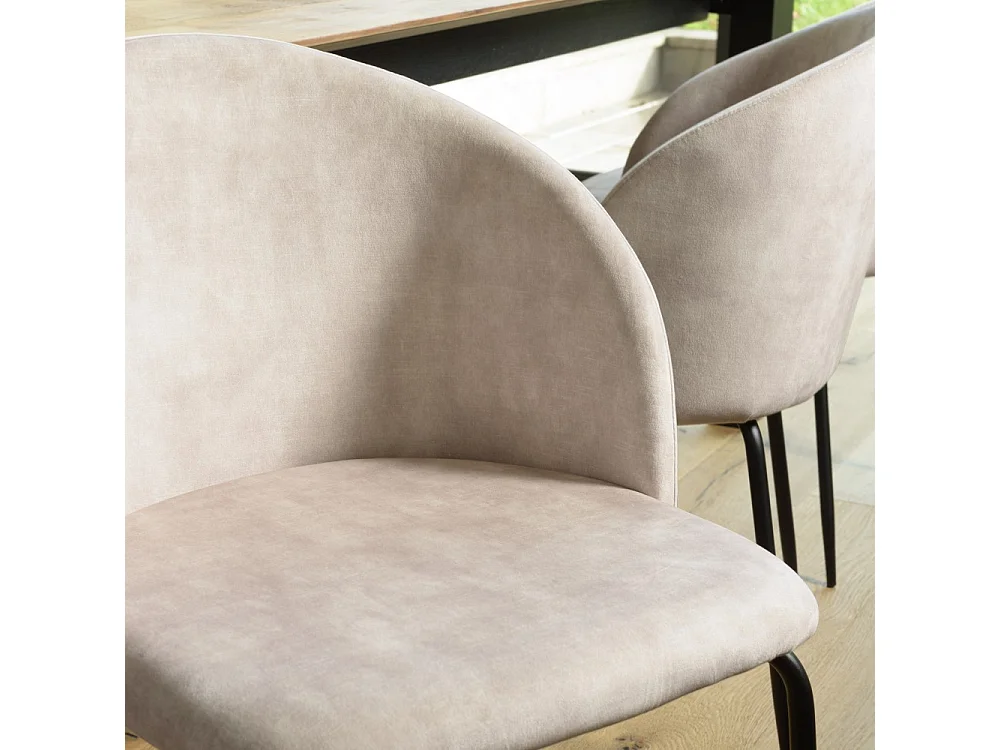 TOM - Lot de 2 chaises dossier enveloppant tissu velours beige