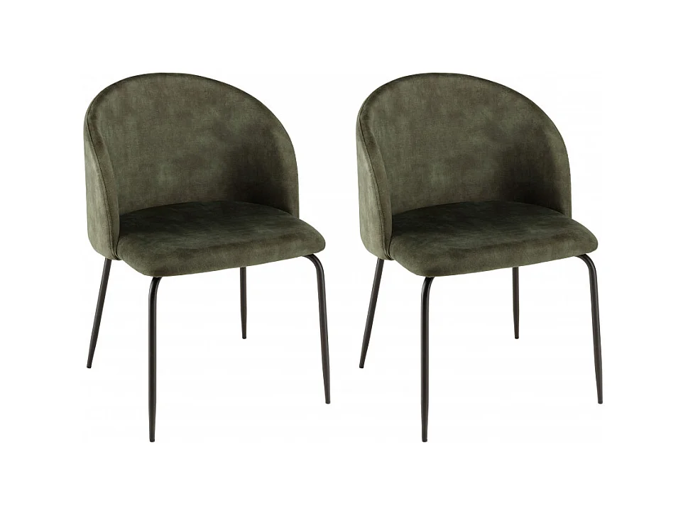 TOM - Lot de 2 chaises velours vert sapin dossier enveloppant