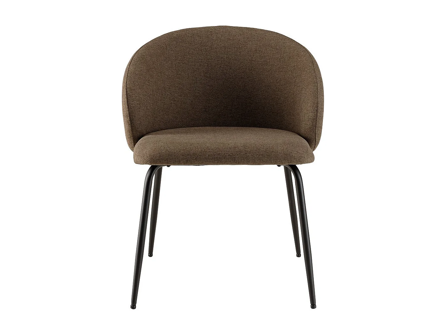 TOM - Lot de 2 chaises tissu marron dossier arrondi pieds acier noir