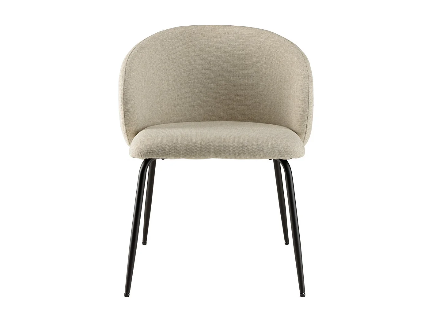 TOM - Lot de 2 chaises tissu écru dossier arrondi pieds acier noir