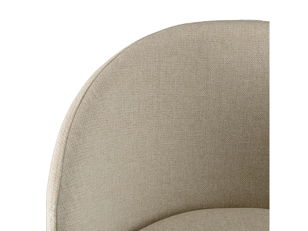 TOM - Lot de 2 chaises tissu écru dossier arrondi pieds acier noir