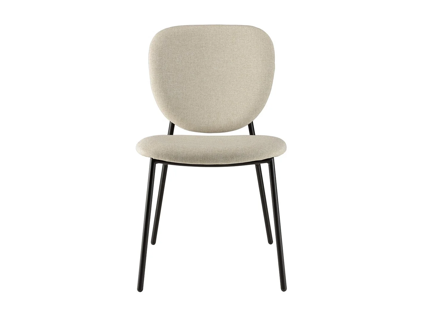 TOM - Lot de 2 chaises tissu écru pieds acier noir