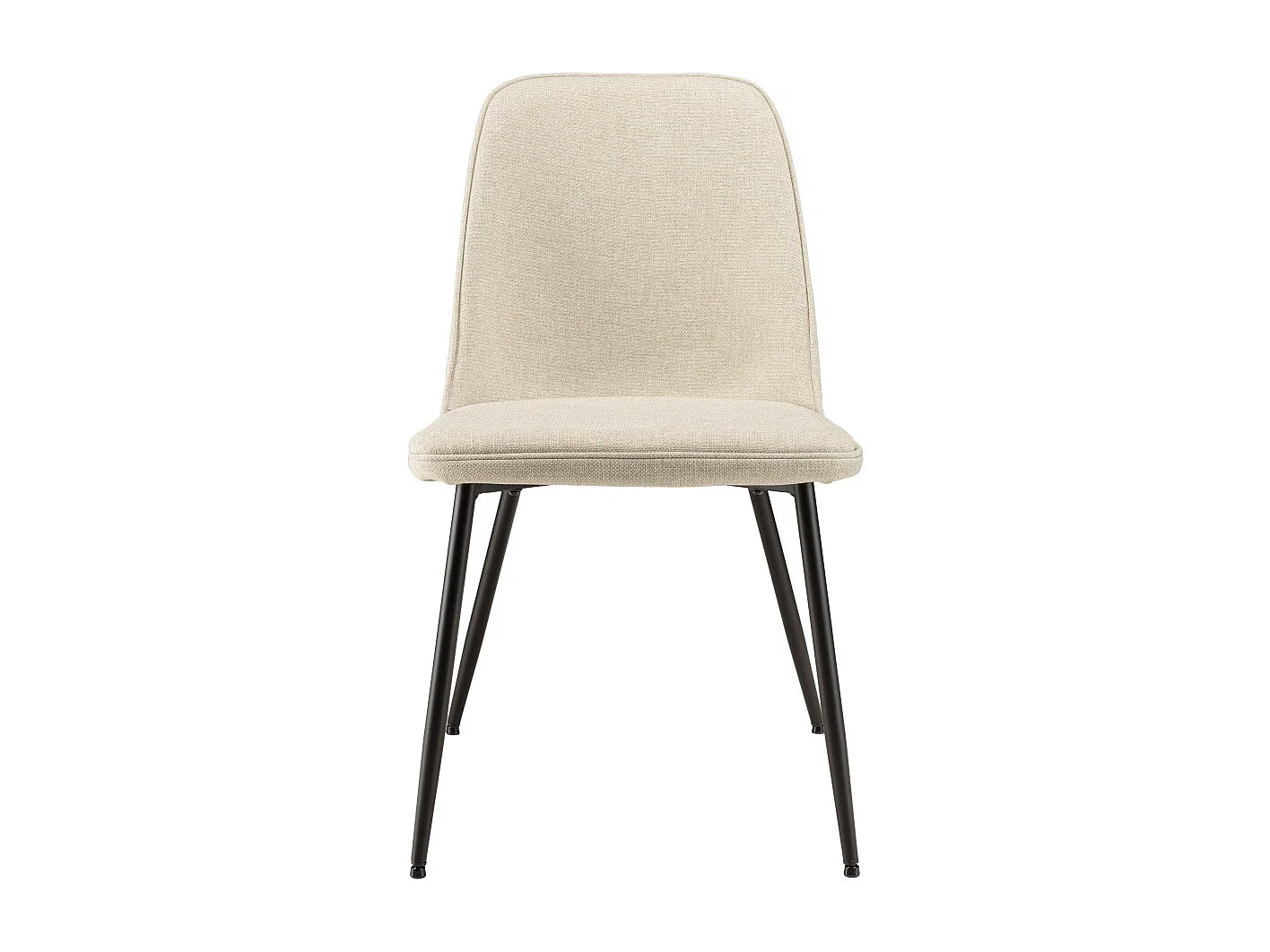 TOM - Lot de 2 chaises tissu écru dossier droit pieds acier noir