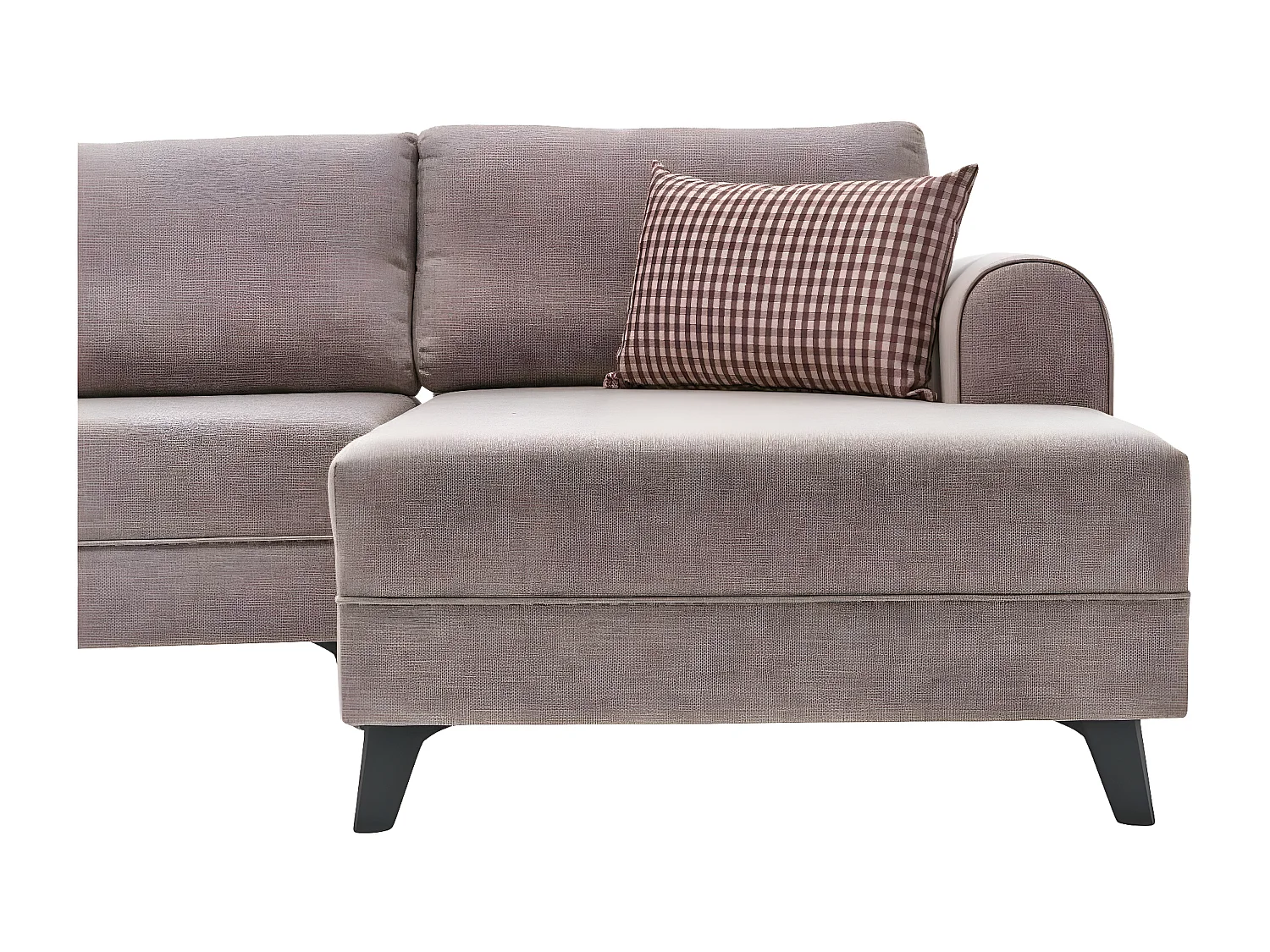 Canapé panoramique d'angle à gauche modulable Lalardie Tissu Blanc crème