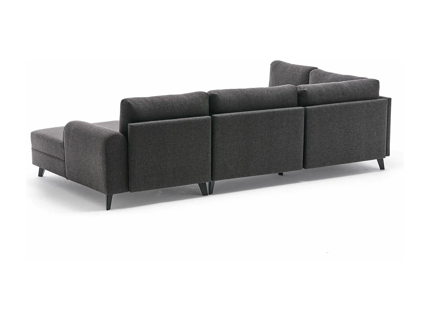 Canapé panoramique d'angle à gauche modulable Lalardie Tissu Anthracite