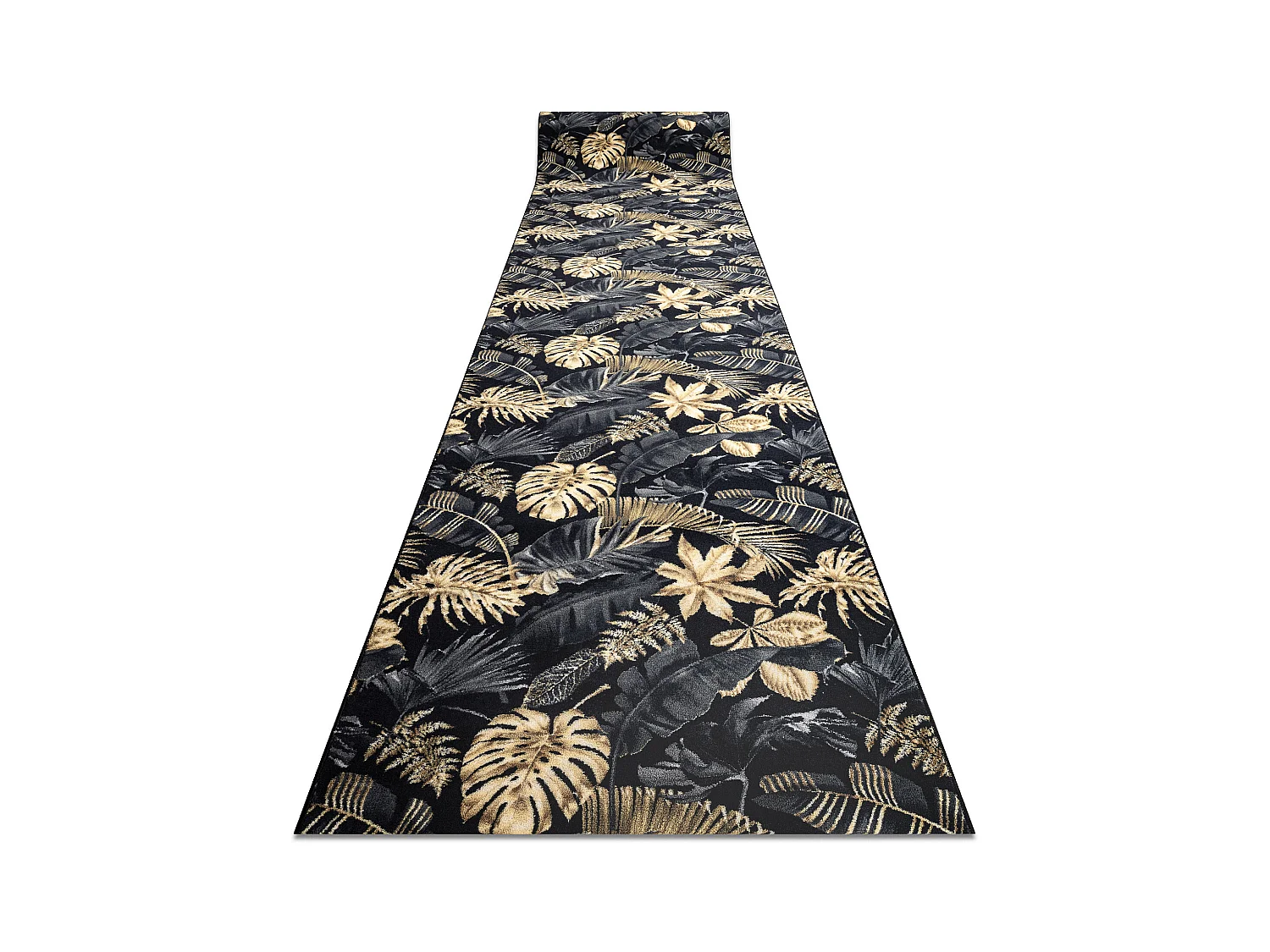 TAPIS DE COULOIR antidérapant MONSTERA Feuilles la gomme or 100x350 cm