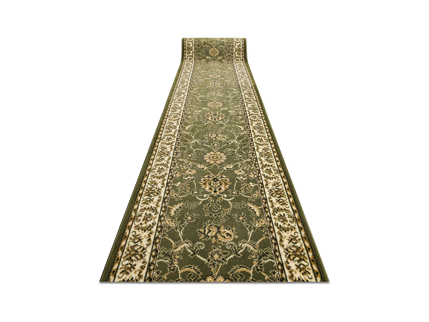 TAPIS DE COULOIR BCF MORAD Klasyk classique olive verte 100x350 cm