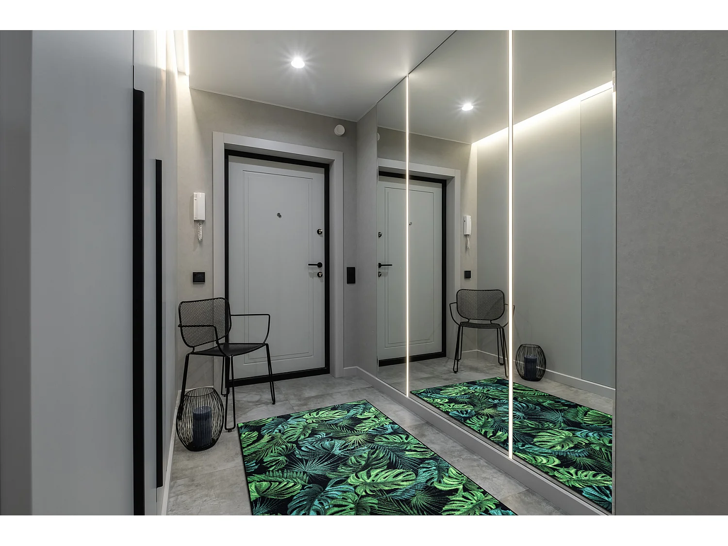 Loper antislip MONSTERA Bladeren, gom groen 80x270 cm