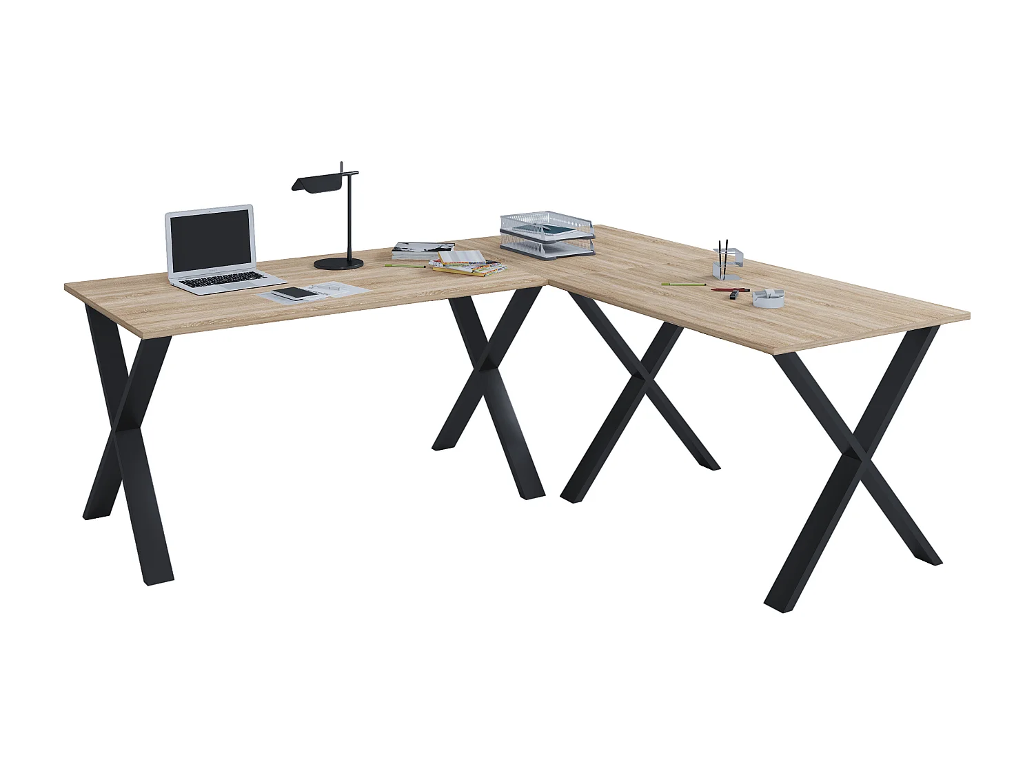 Desk Lona Black / Sonoma oak H. 76 x W. 190 x D. 130 cm