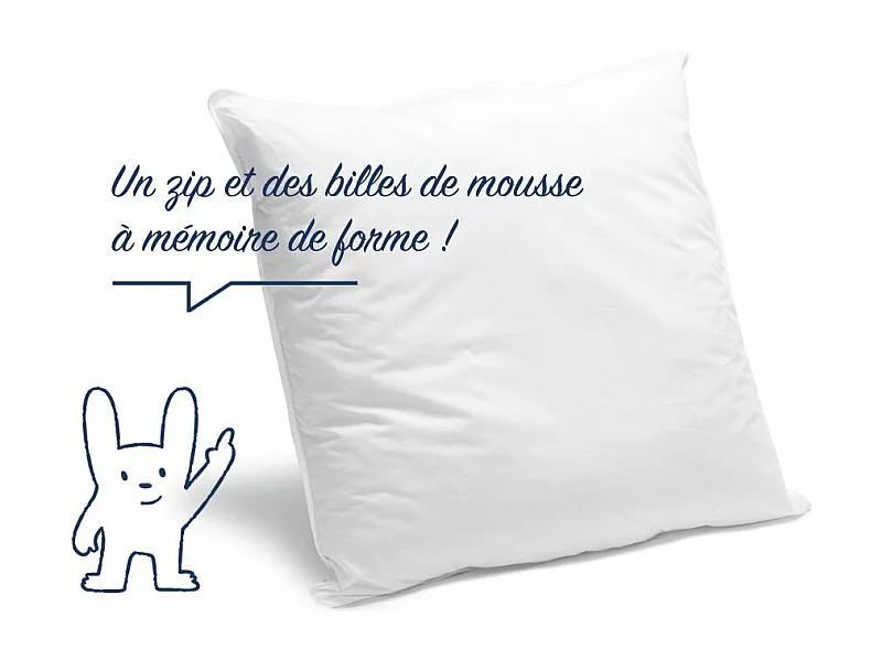 Oreiller Mémoire de forme Mixte - Confort modulable ouverture zippée - 65x65cm