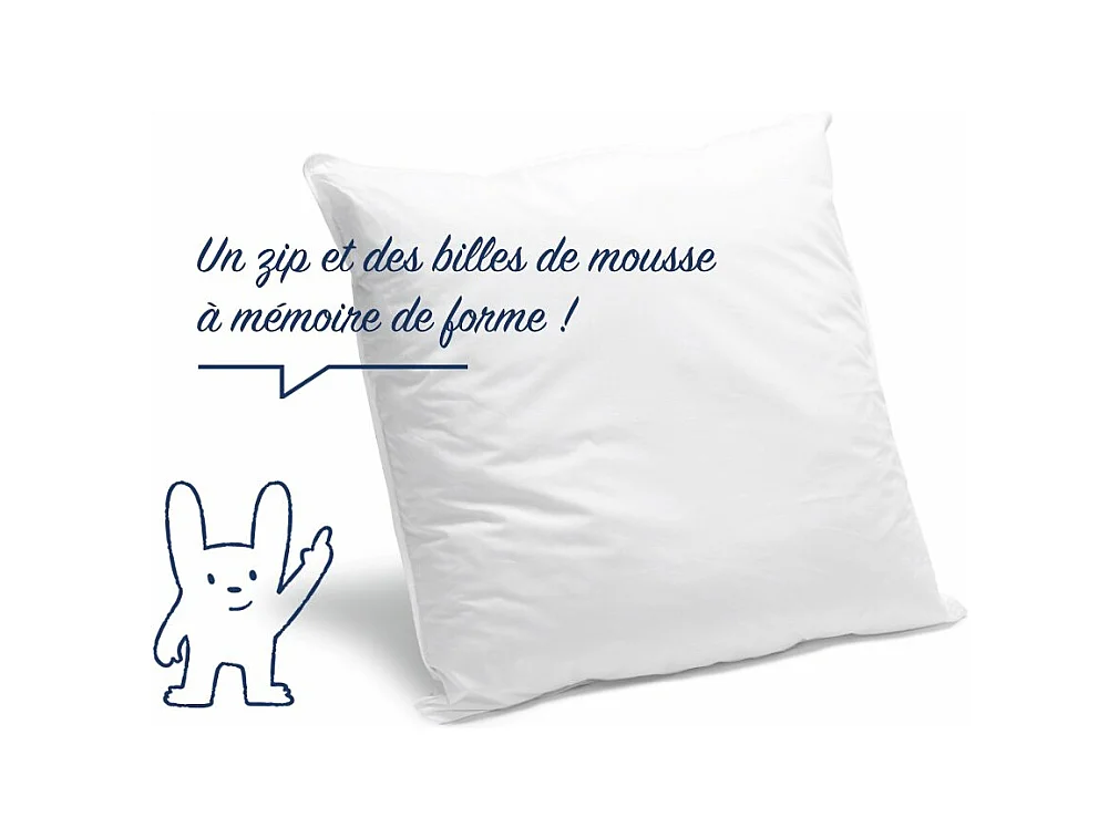 Oreiller Mémoire de forme Mixte - Confort modulable ouverture zippée - 65x65cm