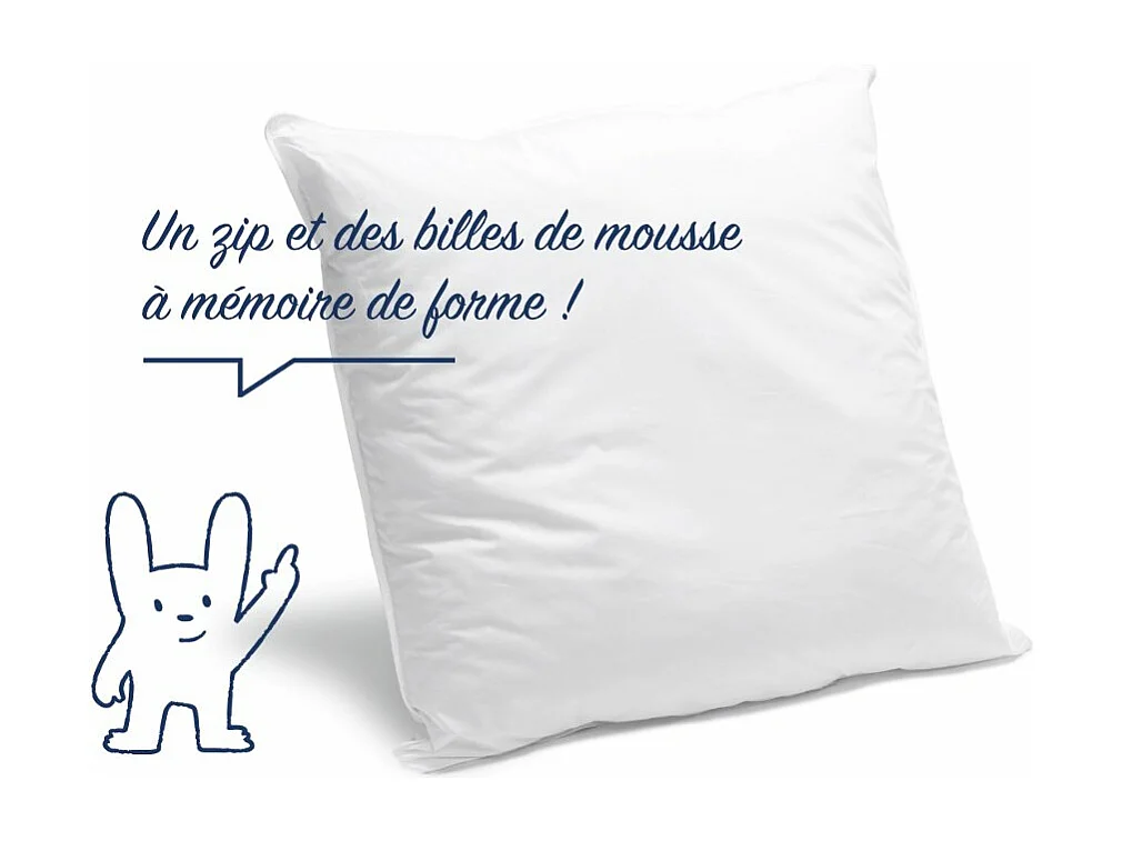 Oreiller Mémoire de forme Mixte - Confort modulable ouverture zippée - 65x65cm