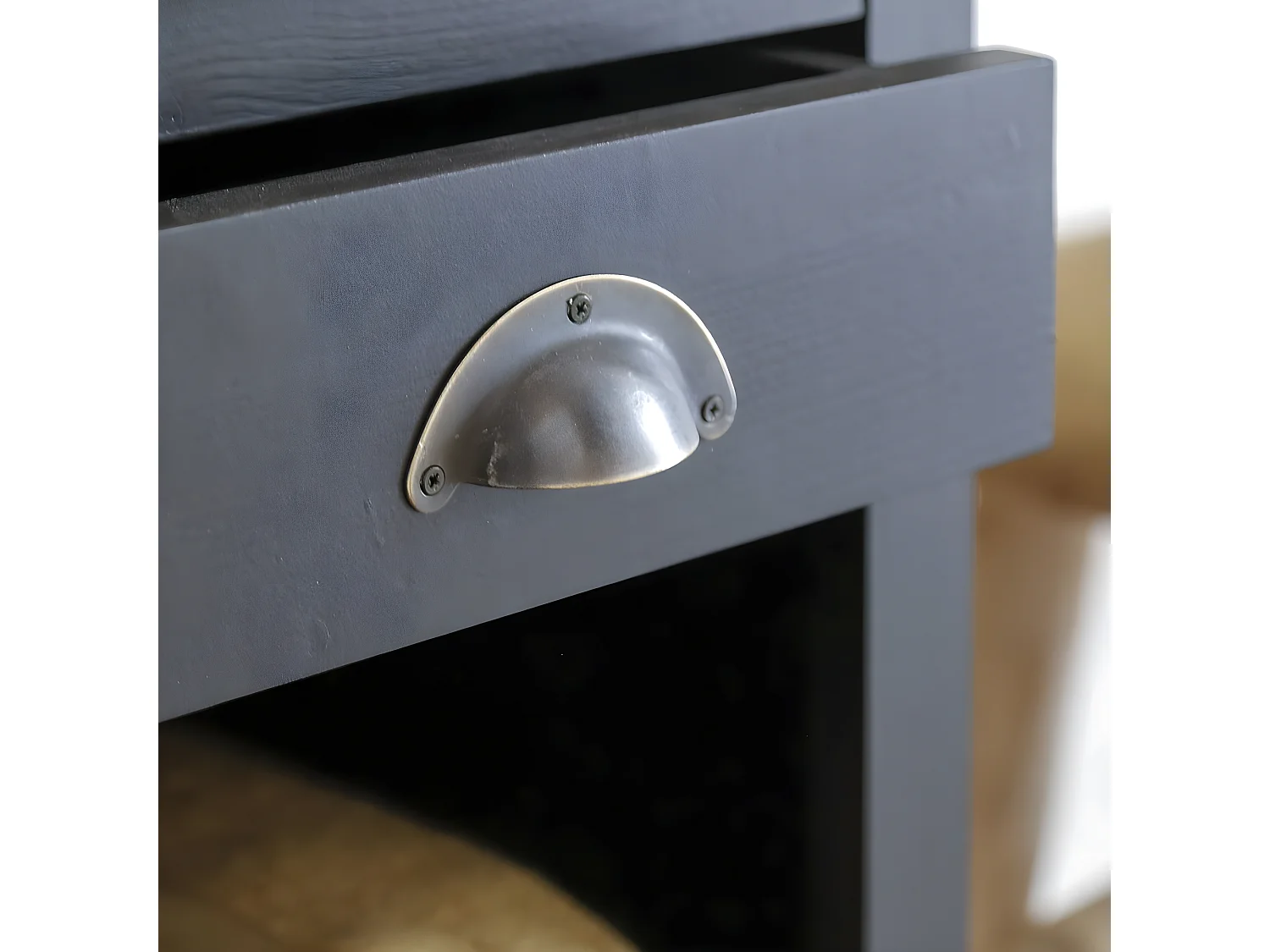 Meuble sous vasque en pin massif noir 120 cm Manel