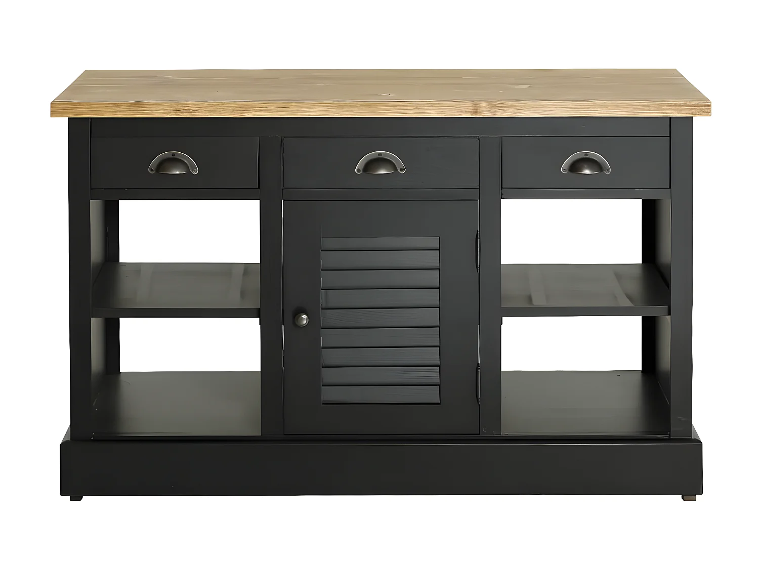 Meuble sous vasque en pin massif noir 120 cm Manel