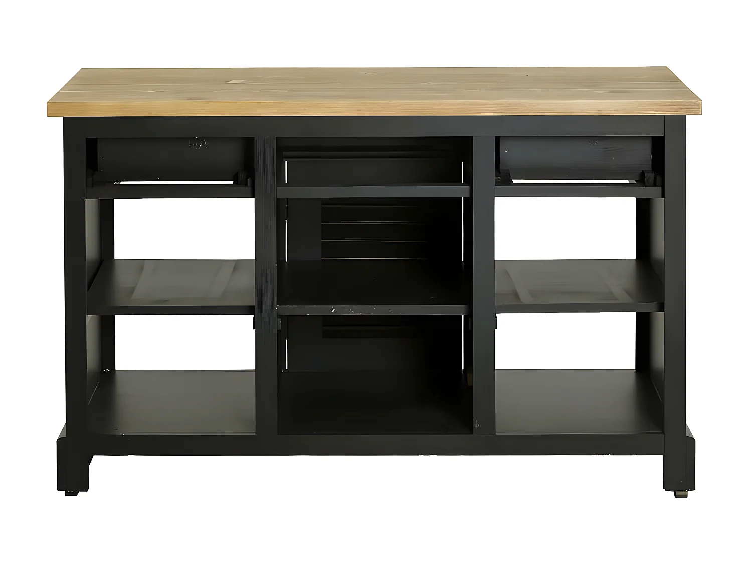 Meuble sous vasque en pin massif noir 120 cm Manel