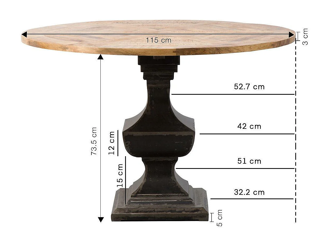 Table à manger ronde en bois de manguier Vitto