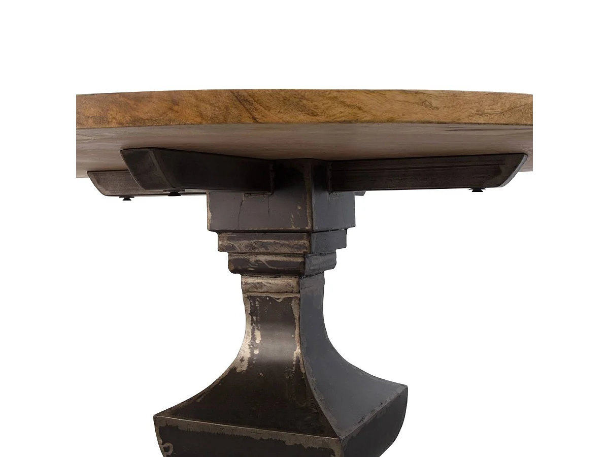 Mesa de comedor redonda de madera de mango Vitto estilo industrial - 4 plazas