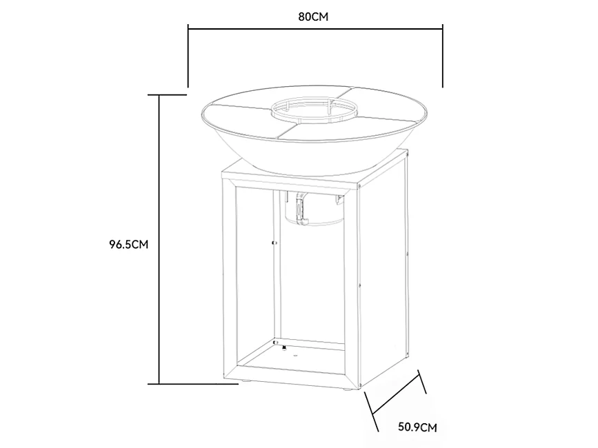 Grill plancha z funkcją rusztu na węgiel i drewno ze schowkiem 80 x 80 x 96 cm czarny - IGNOS