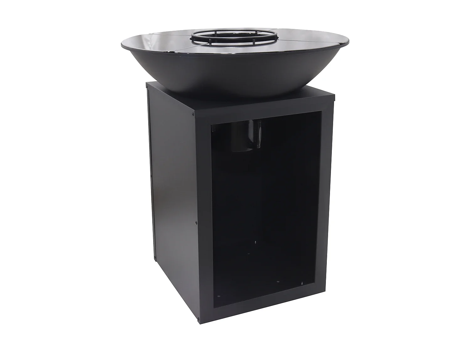 Barbecue plancha brasero à charbon et bois avec rangement L80 x l80 x H95 cm noir - IGNOS