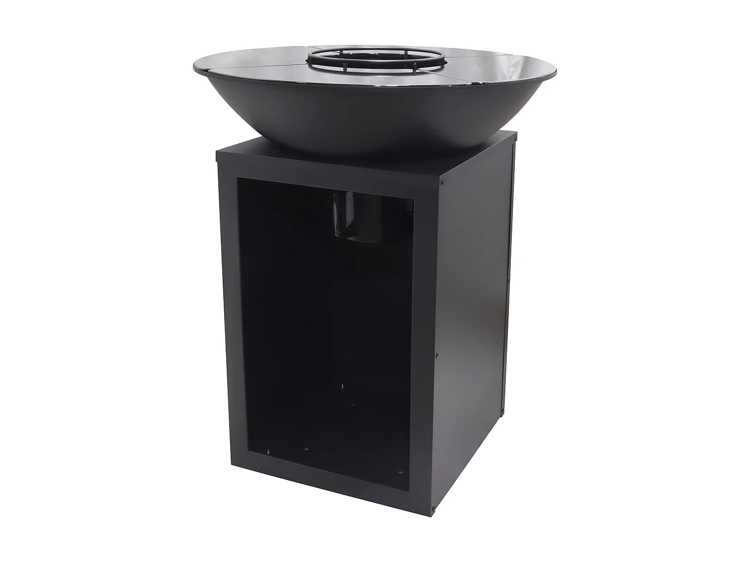 Barbecue plancha brasero à charbon et bois avec rangement L80 x l80 x H95 cm noir - IGNOS