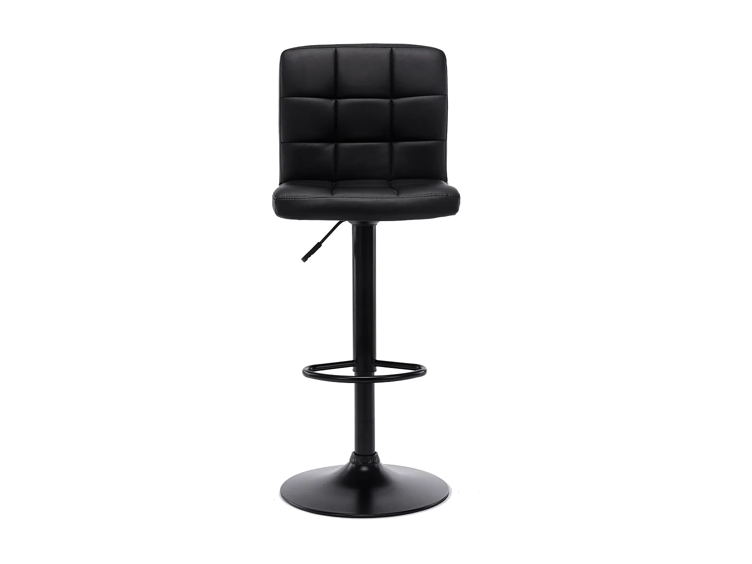 SQUARE - Tabourets de bar design réglable PU noir pieds noirs (x2)