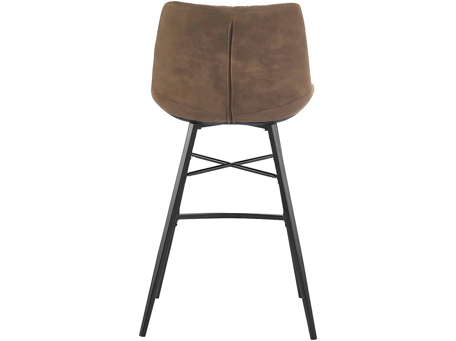 QUEENS - Chaises de bar industrielle microfibre vintage marron pieds métal noir (x2)