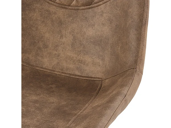 QUEENS - Chaises de bar industrielle microfibre vintage marron pieds métal noir (x2)