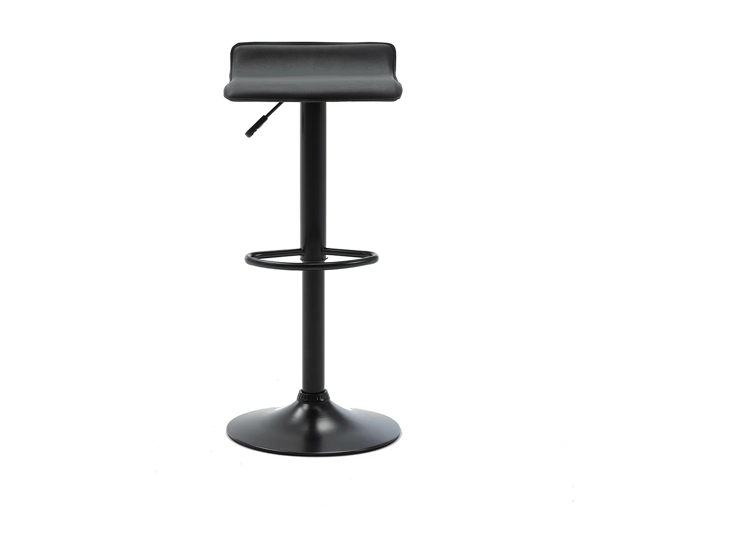 LEO - Tabourets de bar design réglable PU noir pieds noirs (x2)