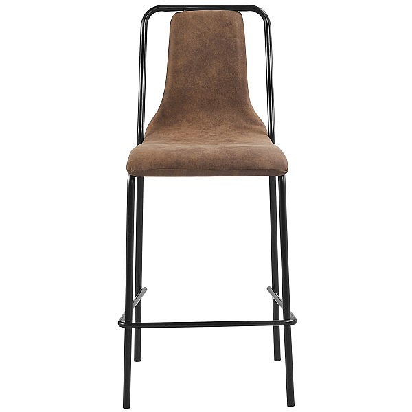 HARLEM Chaises de bar industrielle microfibre vintage maron pieds