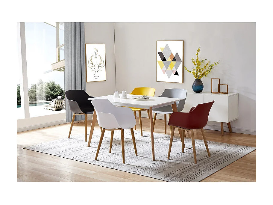 ANDREA-Sedia scandinava curry gambe metallo effetto legno (x2)