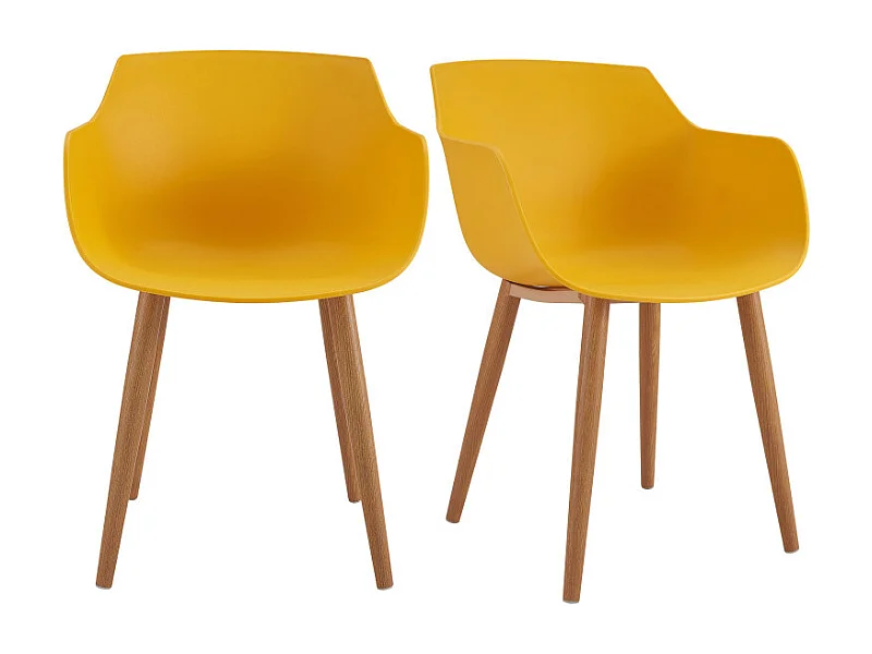 ANDREA-Sedia scandinava curry gambe metallo effetto legno (x2)