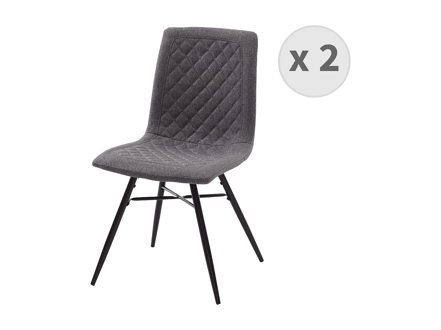 OXFORD - Chaise Vintage tissu gris foncé pieds noir (x2)