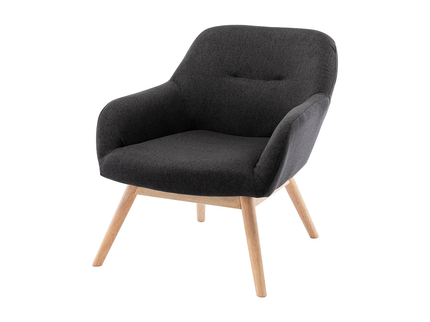 MALMO - Sillón de tela gris oscuro patas de madera natural
