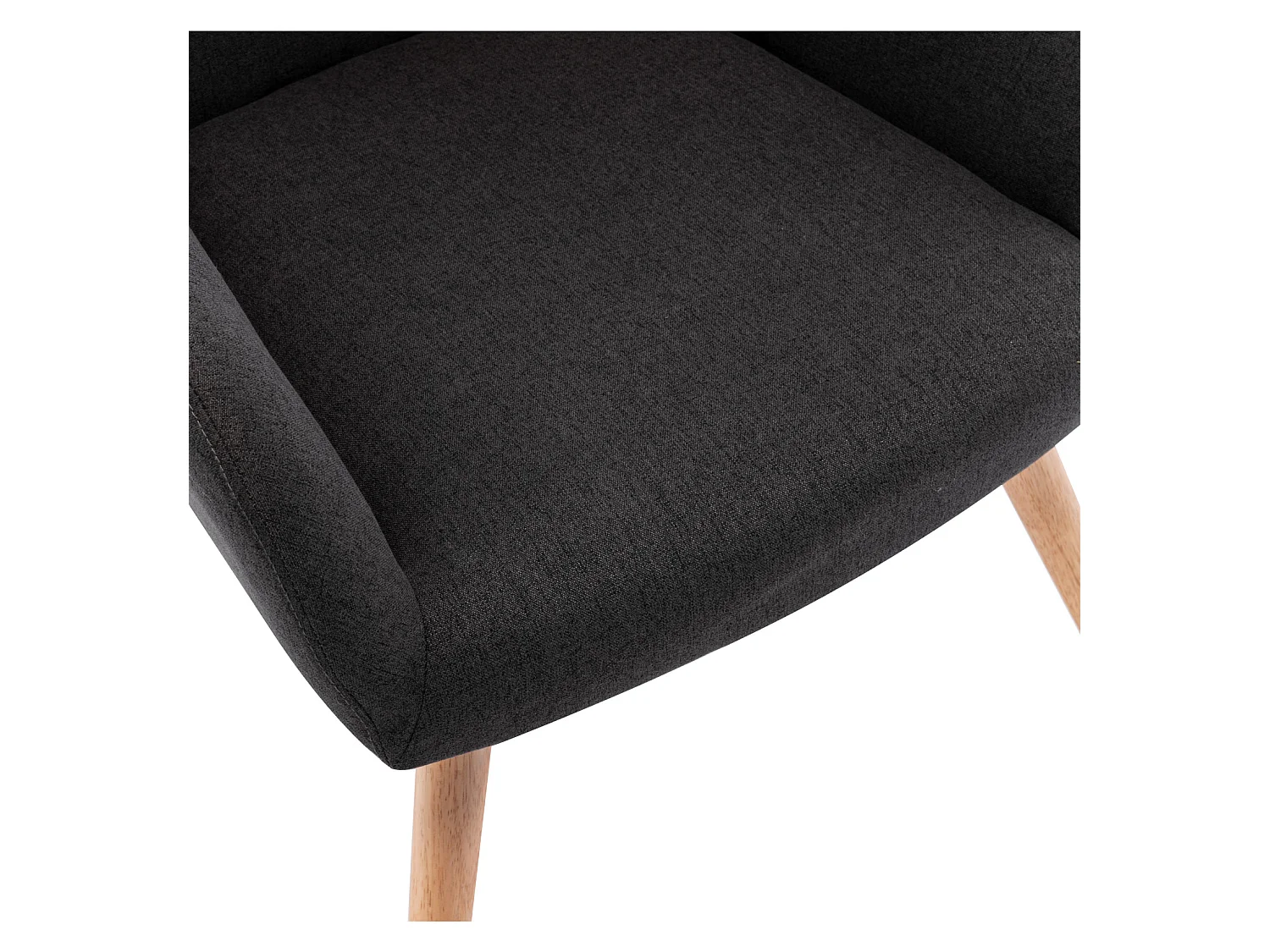MALMO - Sillón de tela gris oscuro patas de madera natural