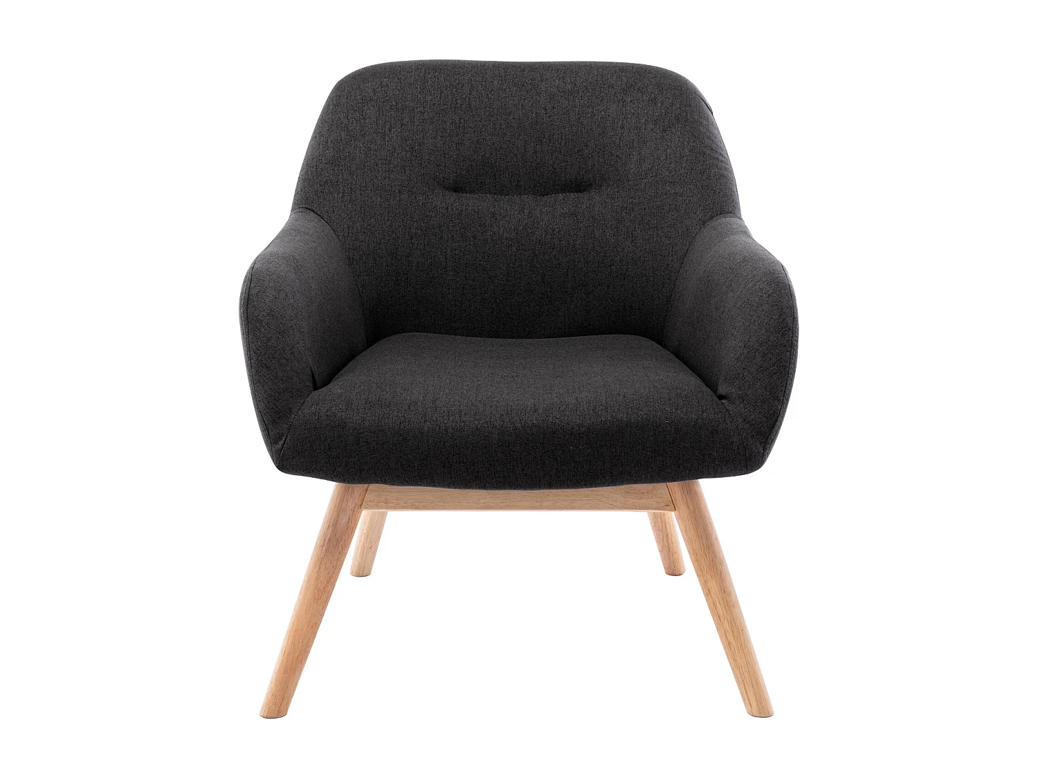 MALMO - Sillón de tela gris oscuro patas de madera natural