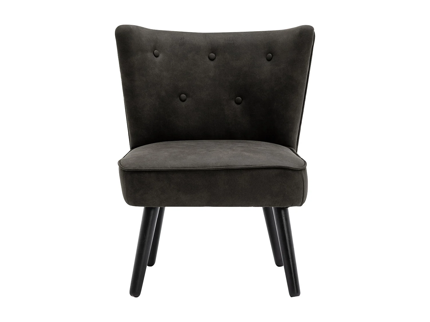 MALCOLM - Fauteuil vintage marron foncé pieds bois noir(x2)