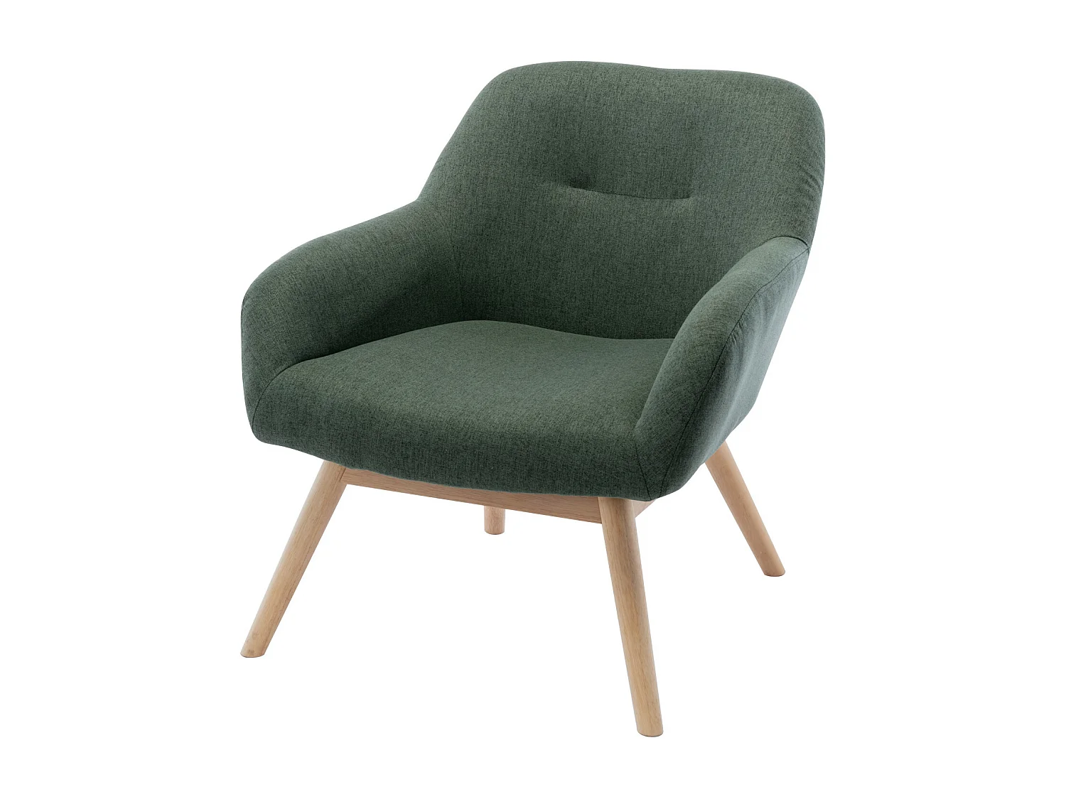 MALMO - Fauteuil scandinave tissu vert forêt pieds bois