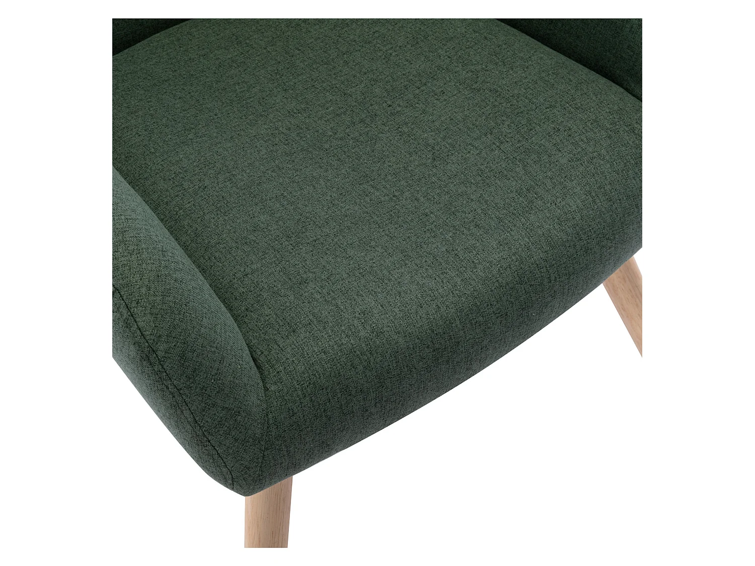 MALMO - Fauteuil scandinave tissu vert forêt pieds bois
