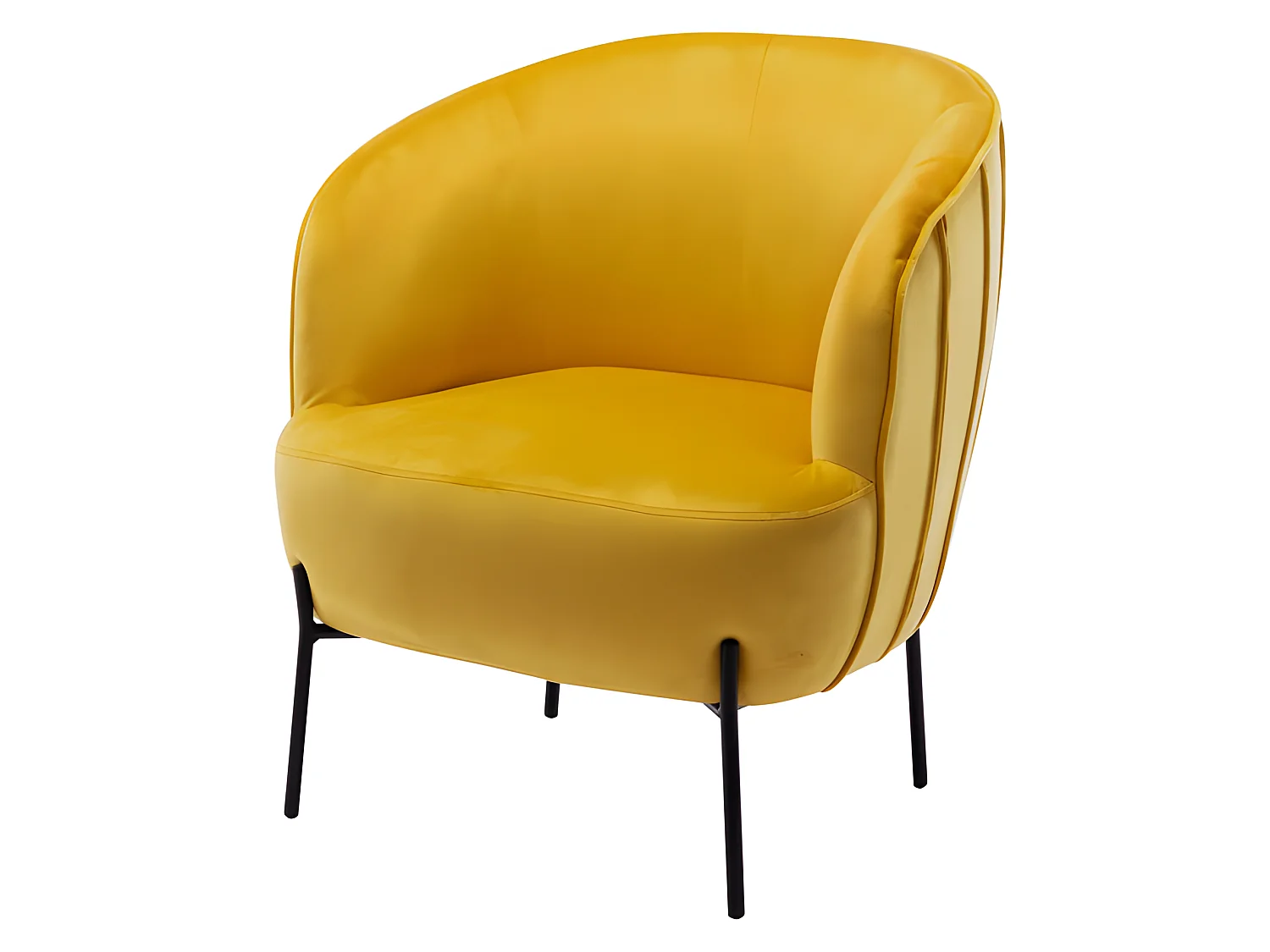 CUT -  Fauteuil Design velours curry pieds métal noir