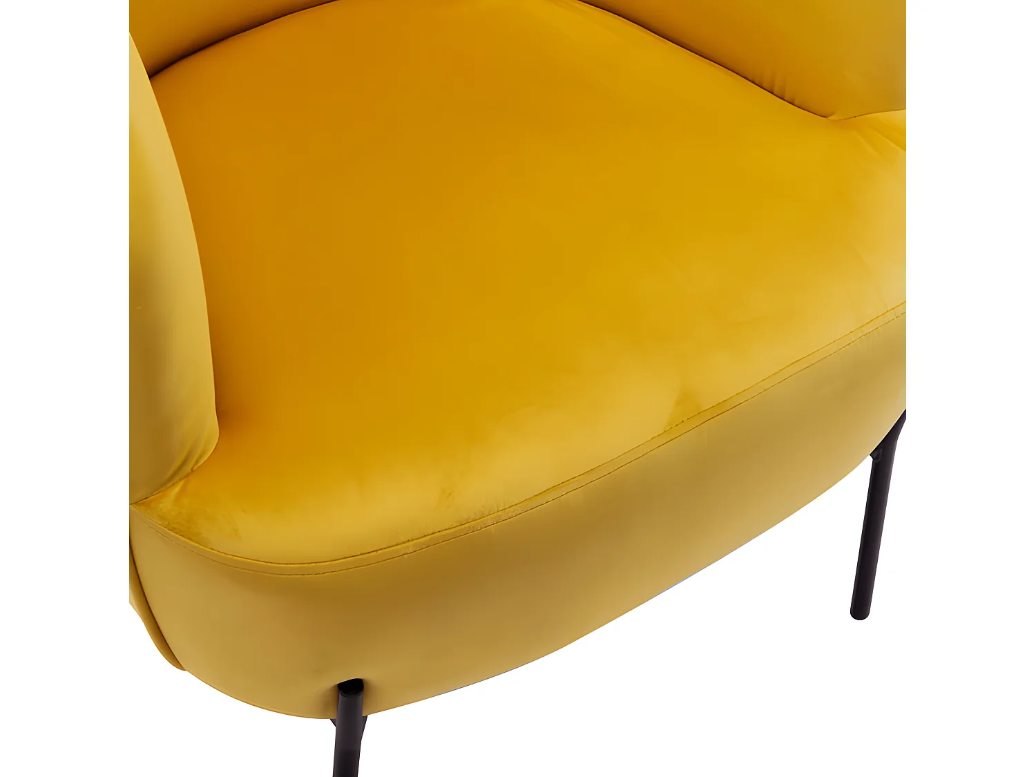 CUT -  Fauteuil Design velours curry pieds métal noir